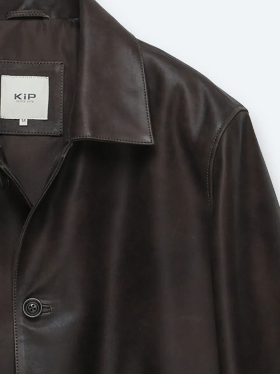 Kahverengi Regular Fit Gömlek Yaka Casual Deri Deri Mont - 9