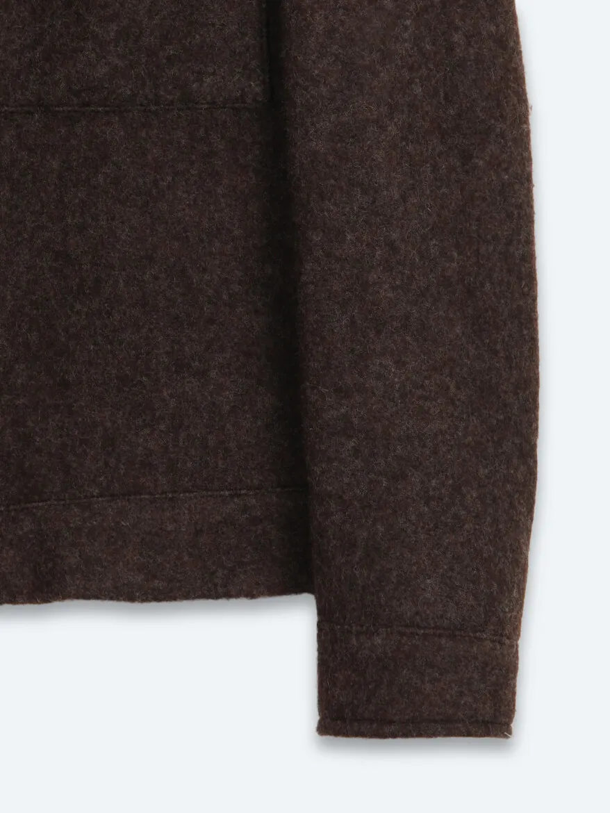 Kahverengi Regular Fit Gömlek Yaka Casual Dokuma Mont - 9