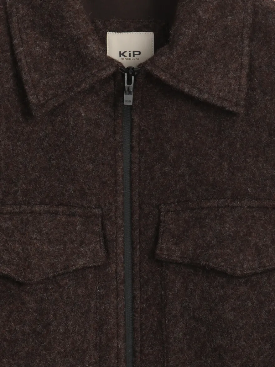 Kahverengi Regular Fit Gömlek Yaka Casual Dokuma Mont - 11