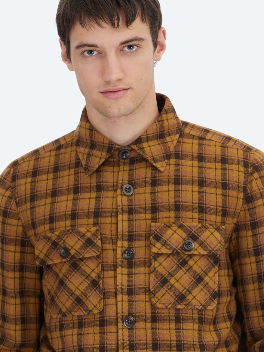 Kahverengi Regular Fit Kapüşonlu Casual Dokuma Mont - 5