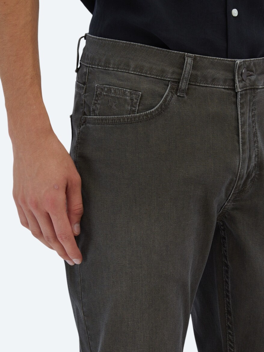 Kahverengi Slim Fit Denim Pamuk Karışımlı Pantolon - 4