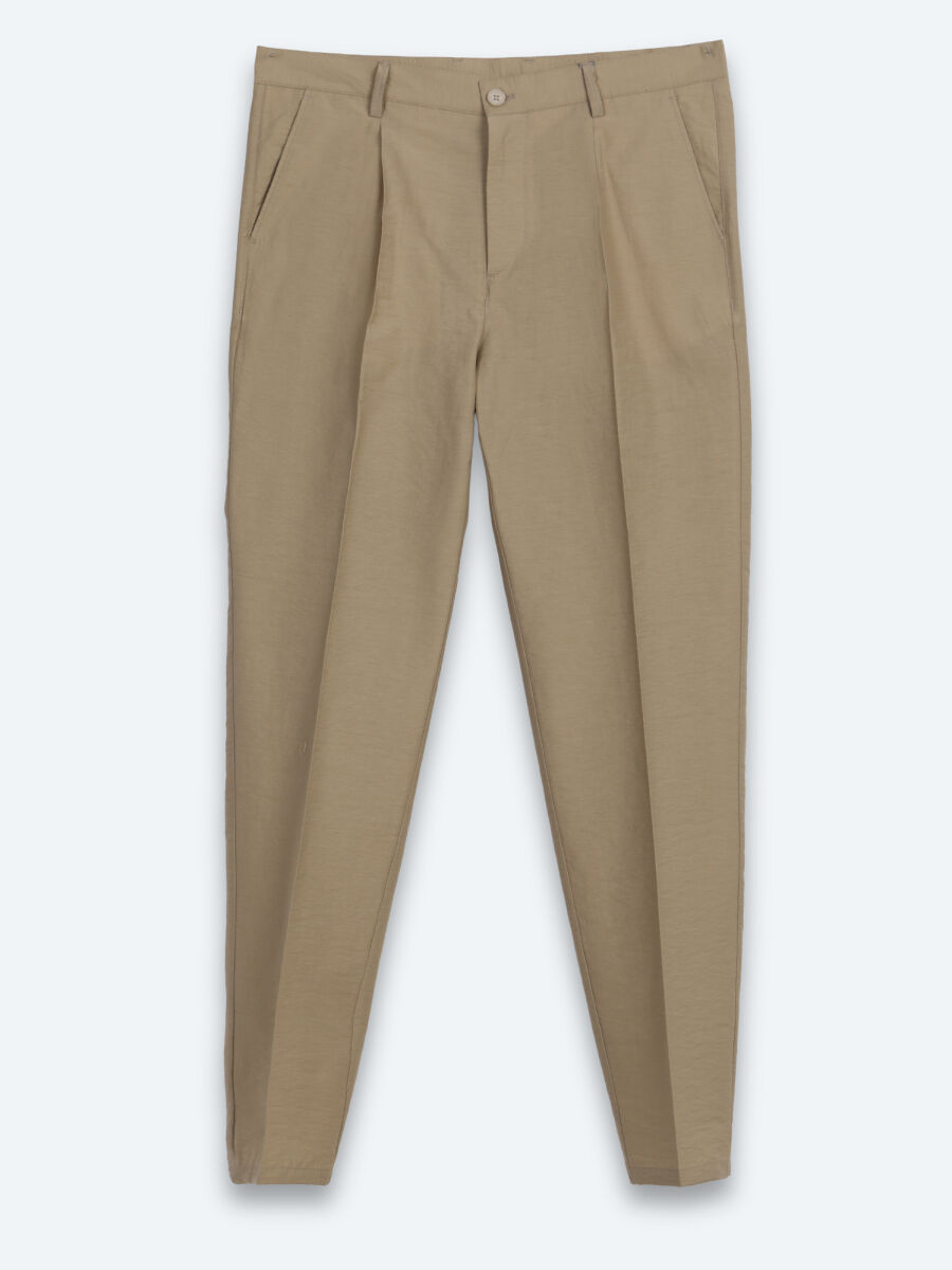 Karamel Kumaş Relaxed Fit Casual Pamuk Karışımlı Pantolon - 6
