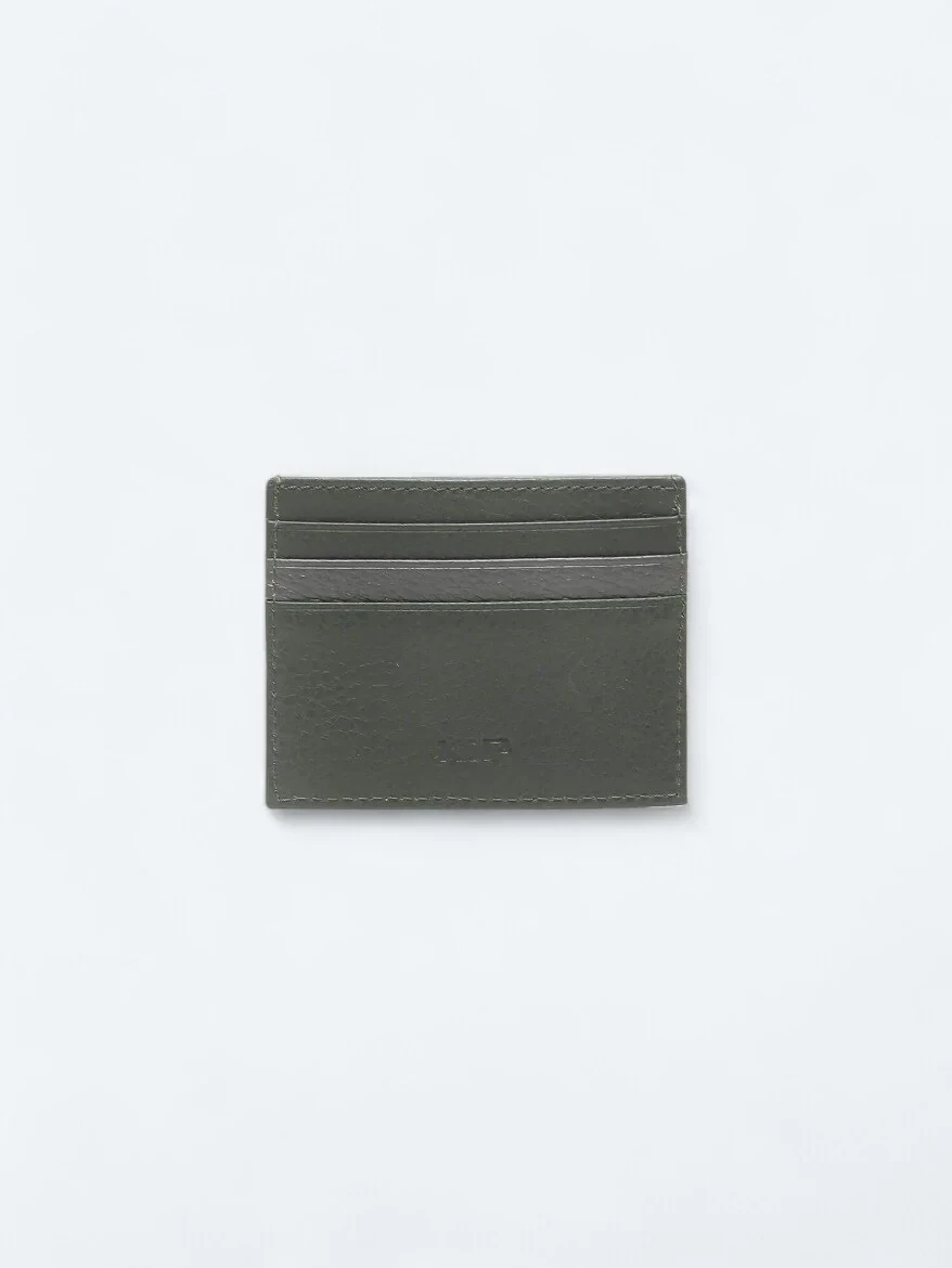 Khaki Cow Leather Card Holder - 1