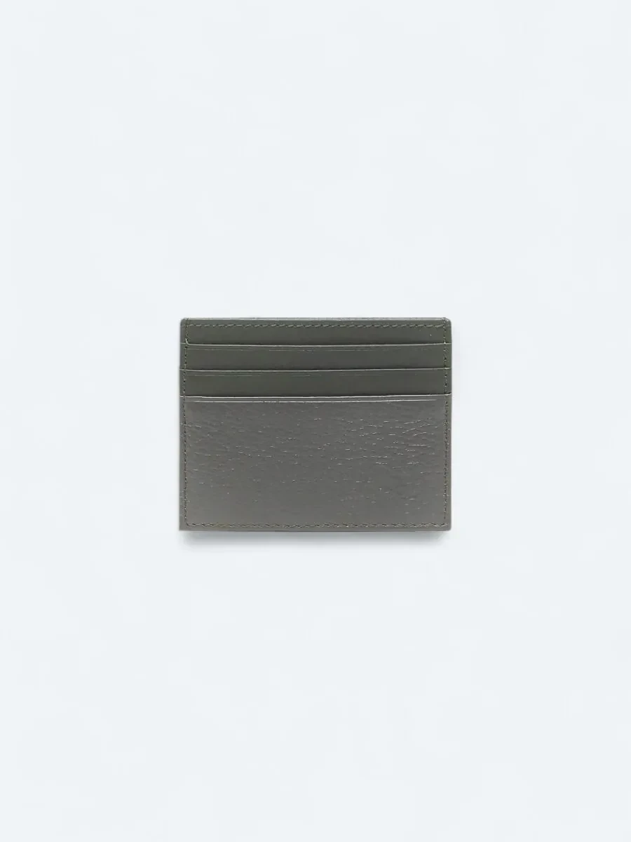 Khaki Cow Leather Card Holder - 2
