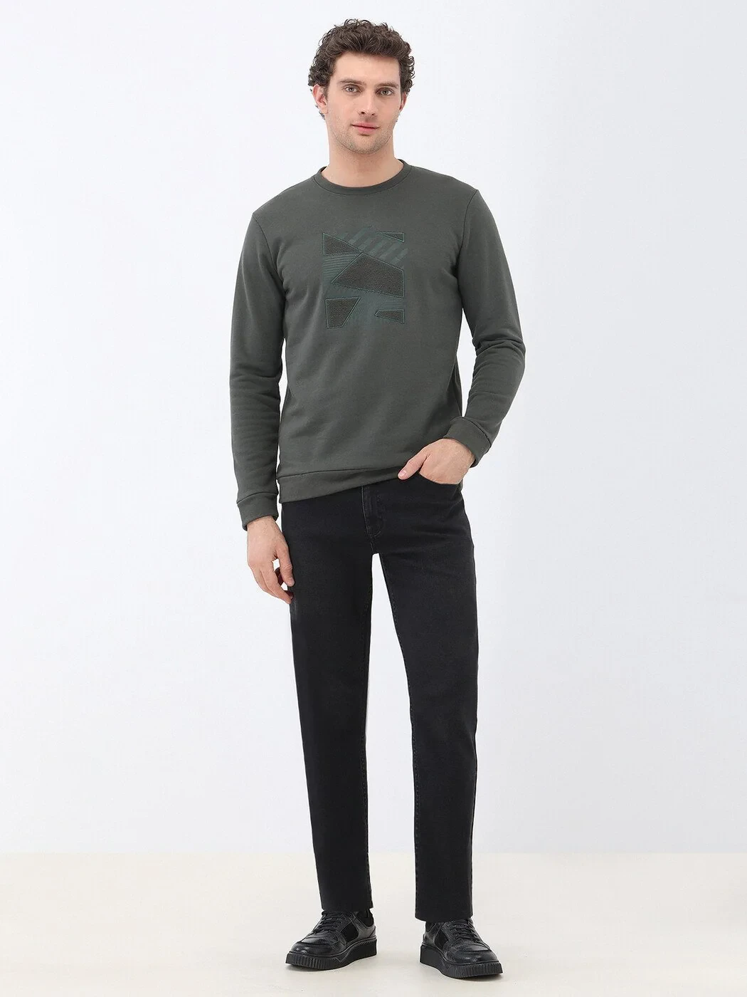 Khaki Crew Neck Sweatshirt - 2