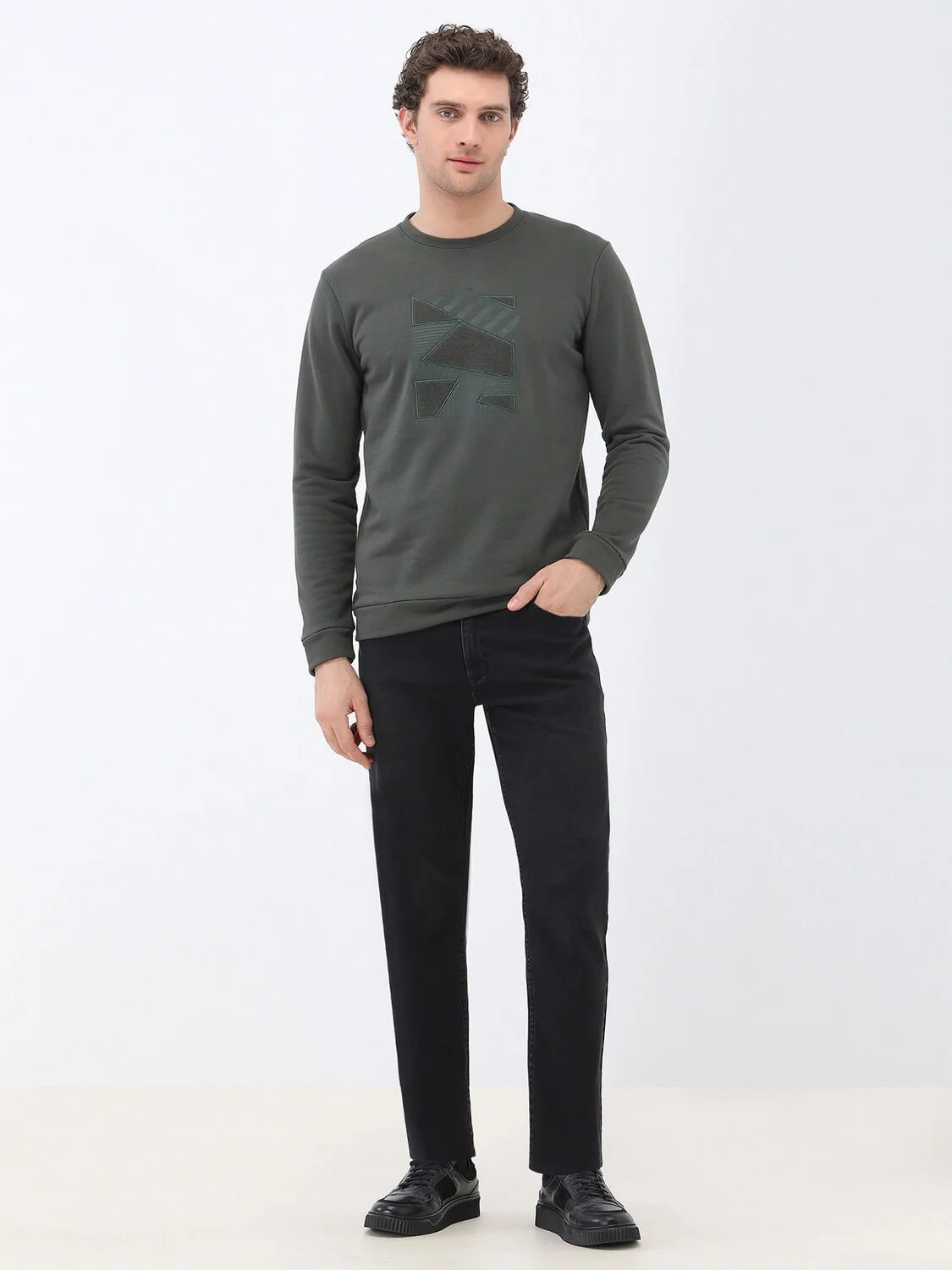 Khaki Crew Neck Sweatshirt - 2