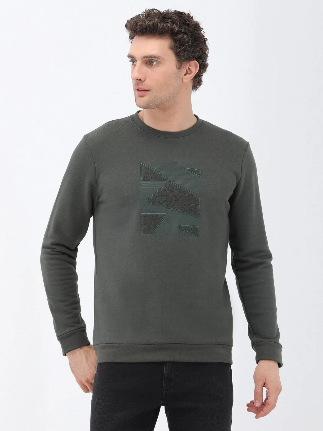 Khaki Crew Neck Sweatshirt - 3