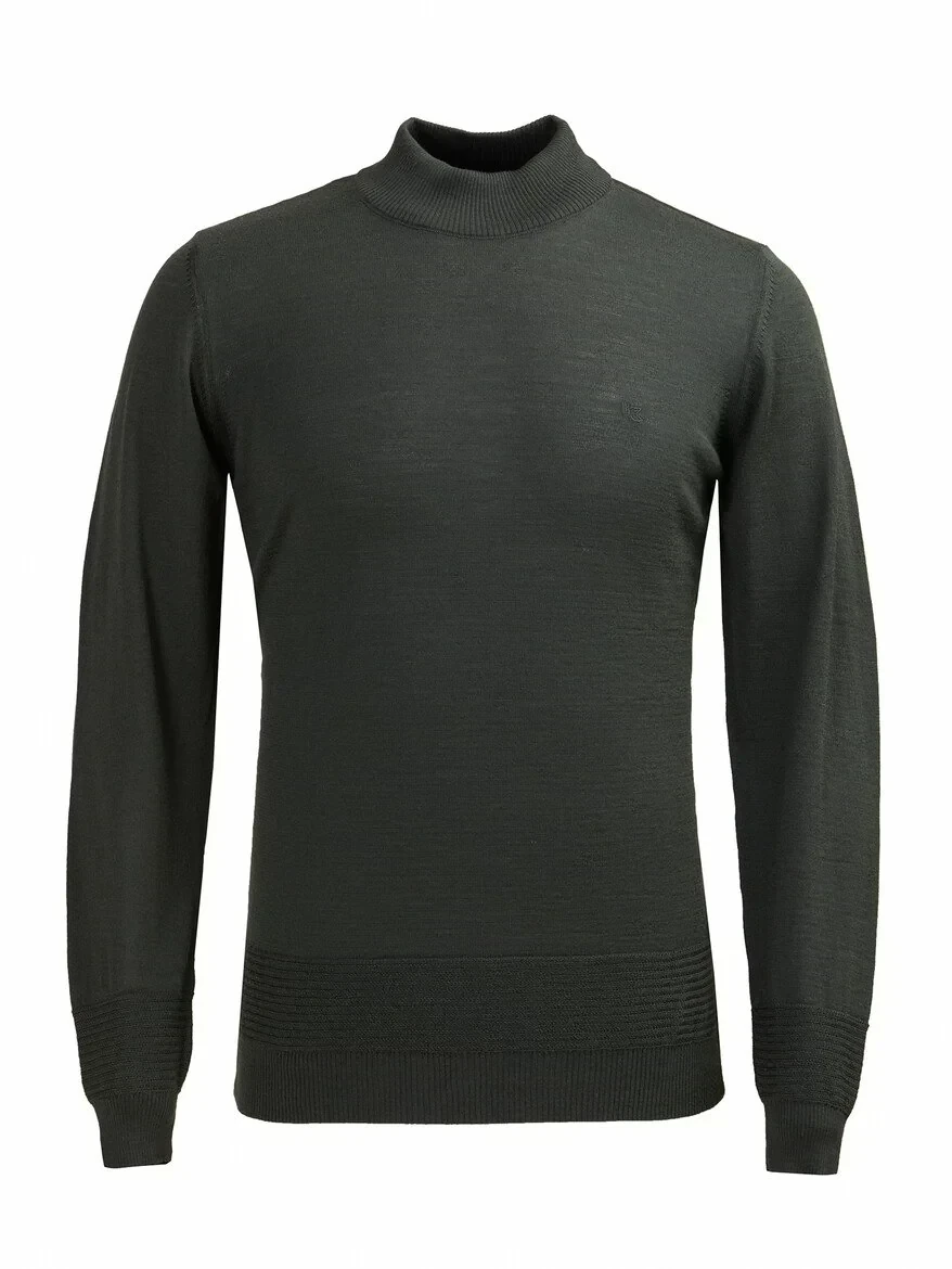 Khaki Knitwear Sweatshirt - 1