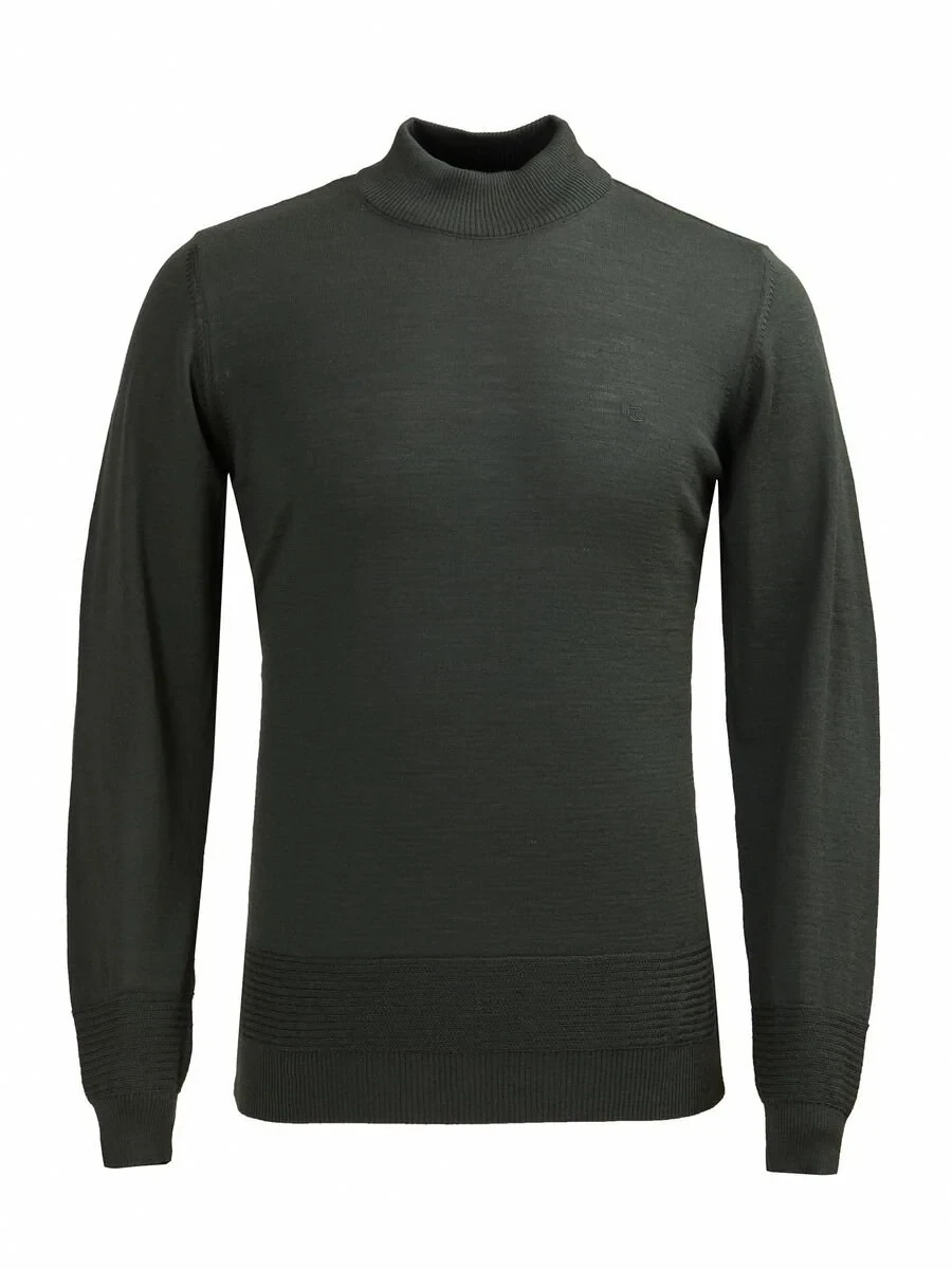 Khaki Knitwear Sweatshirt - 1