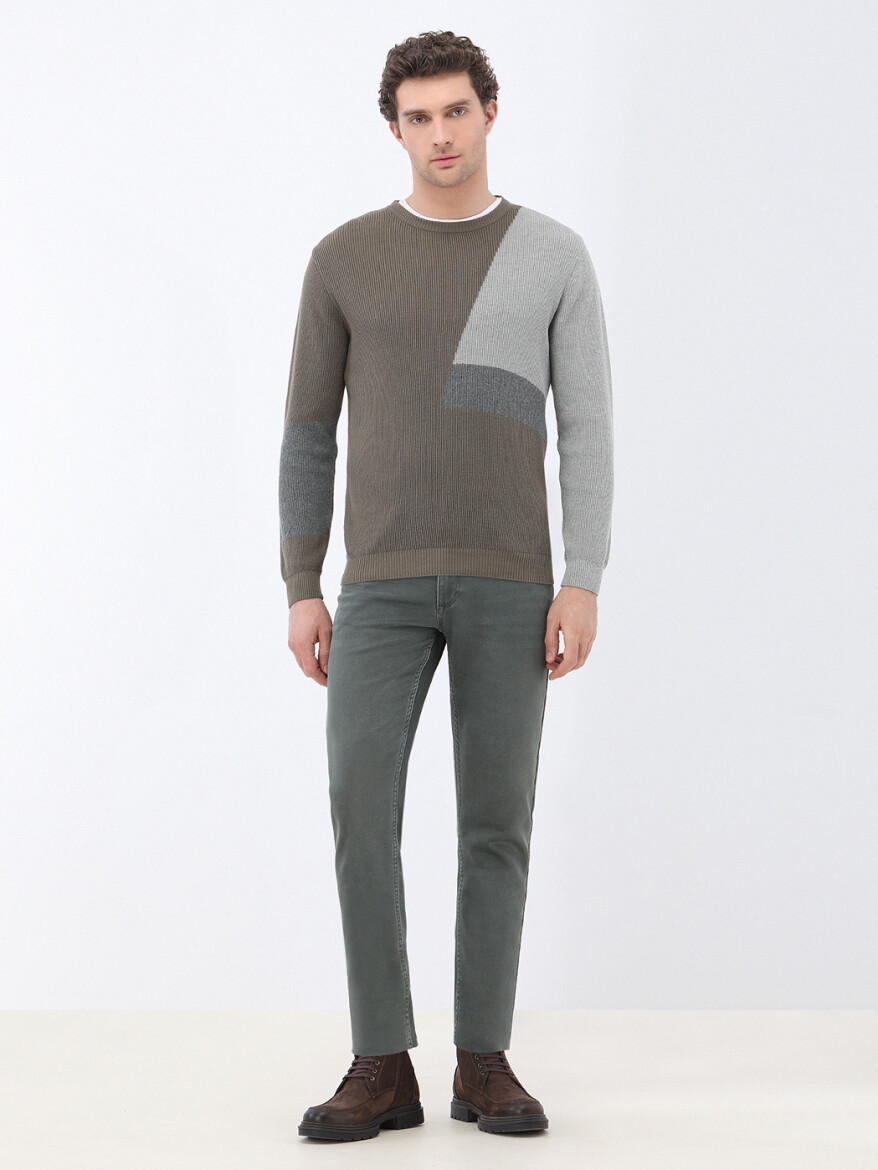 Khaki Knitwear Sweatshirt - 2