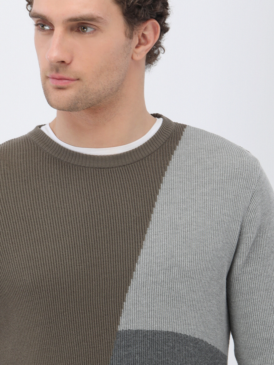 Khaki Knitwear Sweatshirt - 4