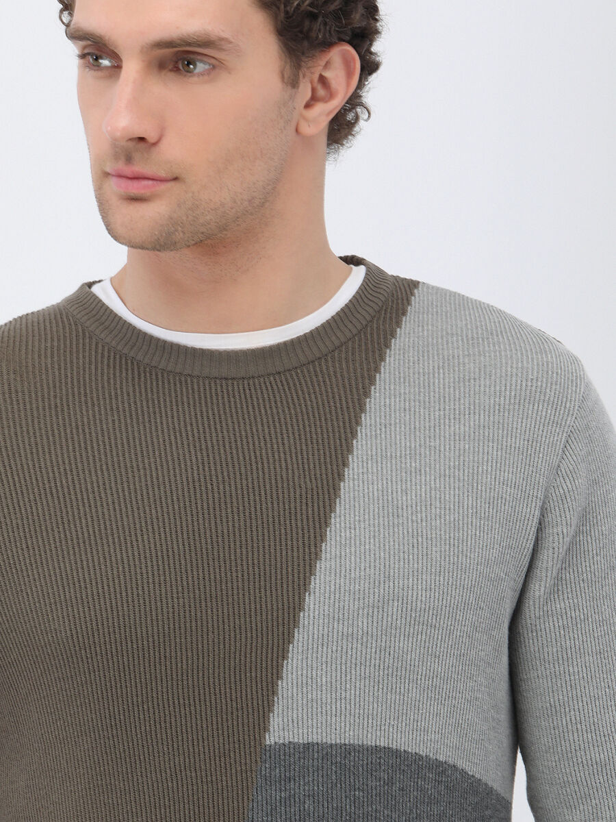 Khaki Knitwear Sweatshirt - 4