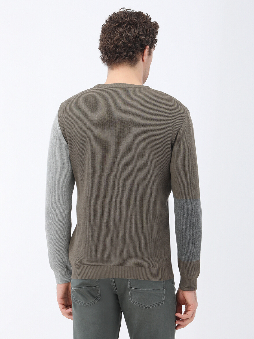 Khaki Knitwear Sweatshirt - 5