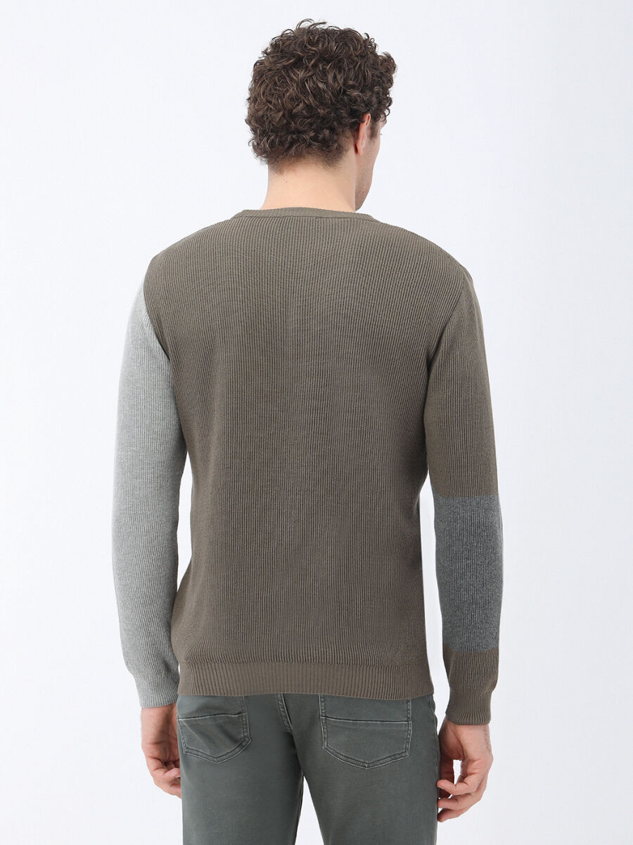 Khaki Knitwear Sweatshirt - 5