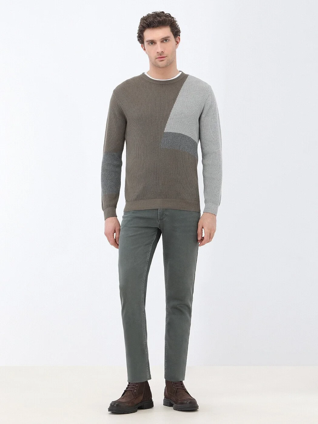 Khaki Knitwear Sweatshirt - 2