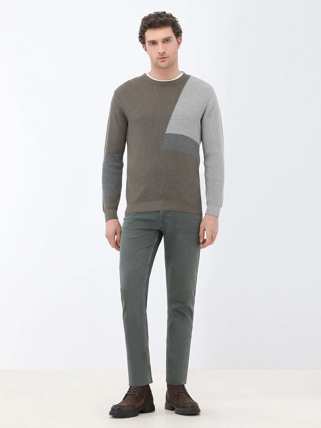 Khaki Knitwear Sweatshirt - 2