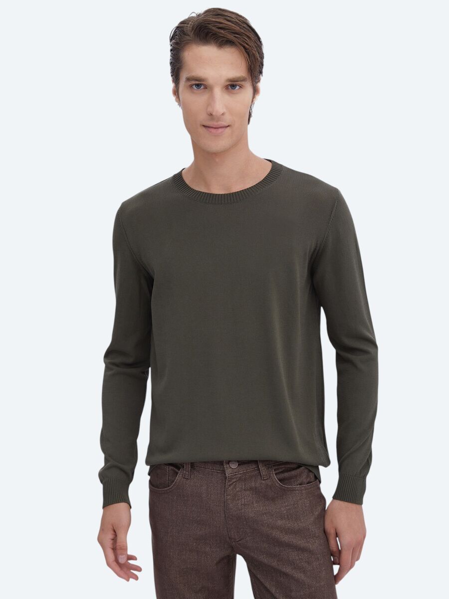 Khaki Knitwear Sweatshirt - 1