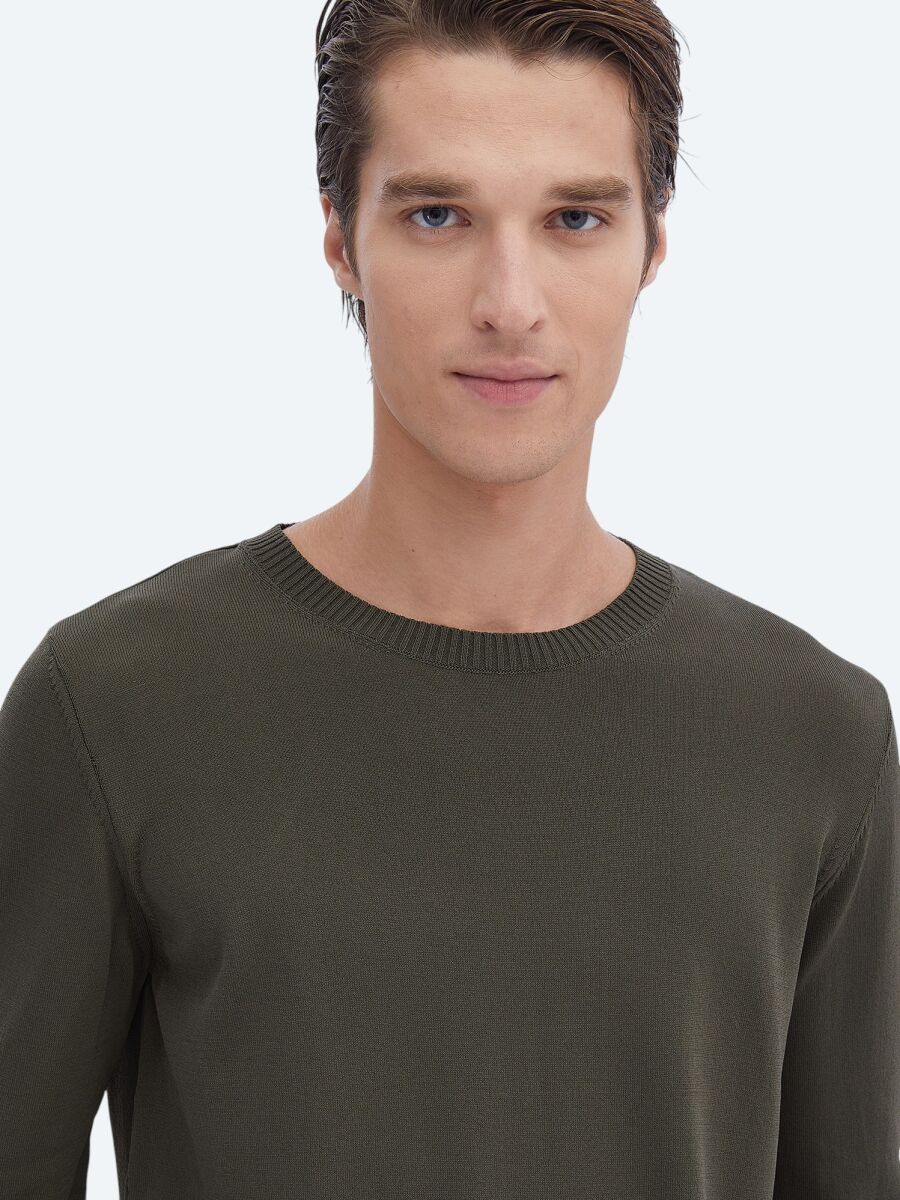 Khaki Knitwear Sweatshirt - 3