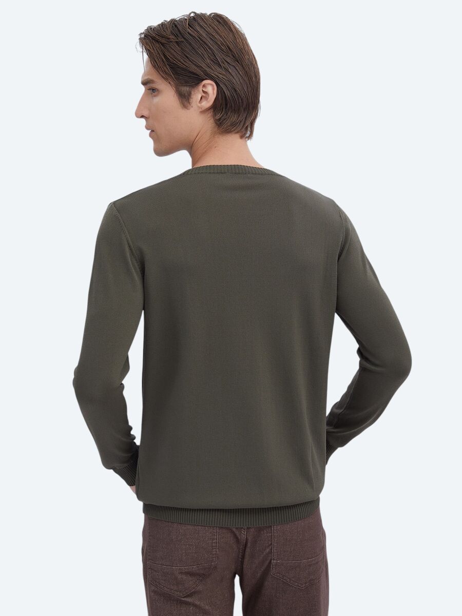 Khaki Knitwear Sweatshirt - 5