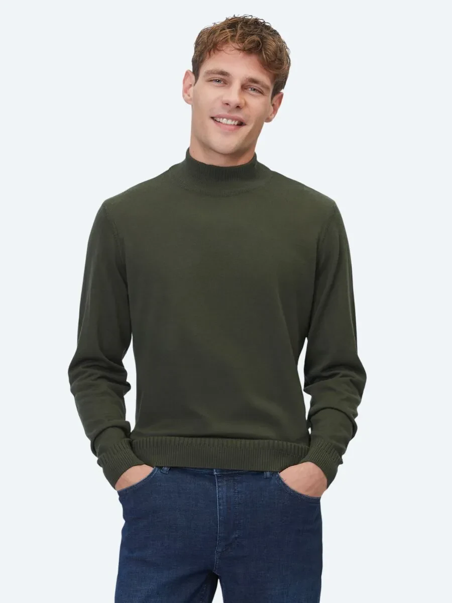 Khaki Knitwear Sweatshirt - 1