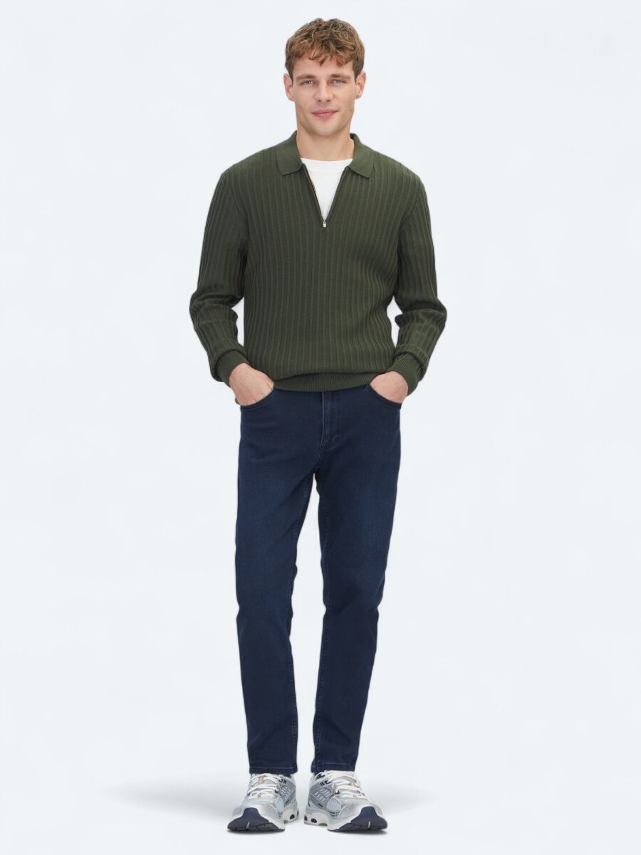 Khaki Knitwear Sweatshirt - 2