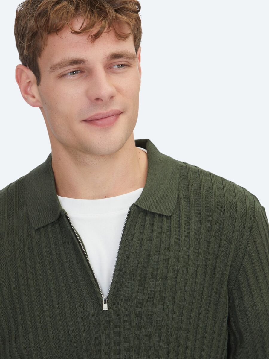 Khaki Knitwear Sweatshirt - 4