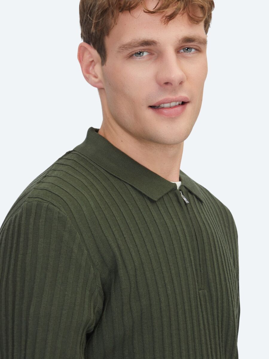 Khaki Knitwear Sweatshirt - 5