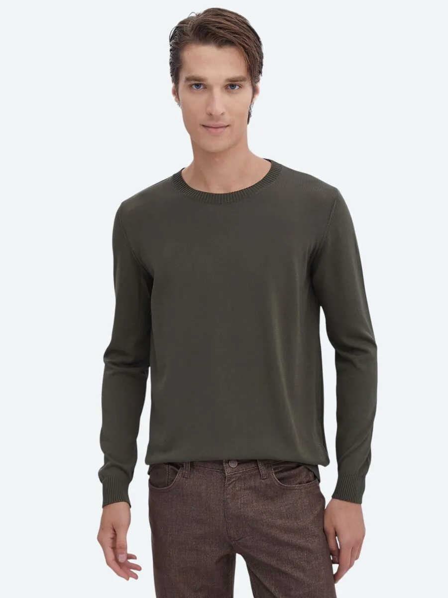 Khaki Knitwear Sweatshirt - 1