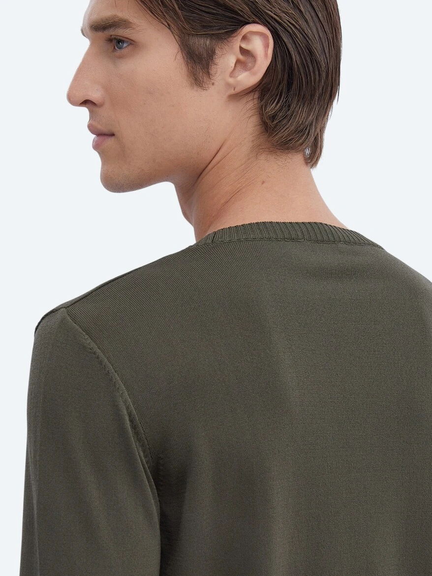Khaki Knitwear Sweatshirt - 4