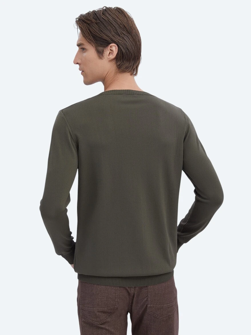 Khaki Knitwear Sweatshirt - 5