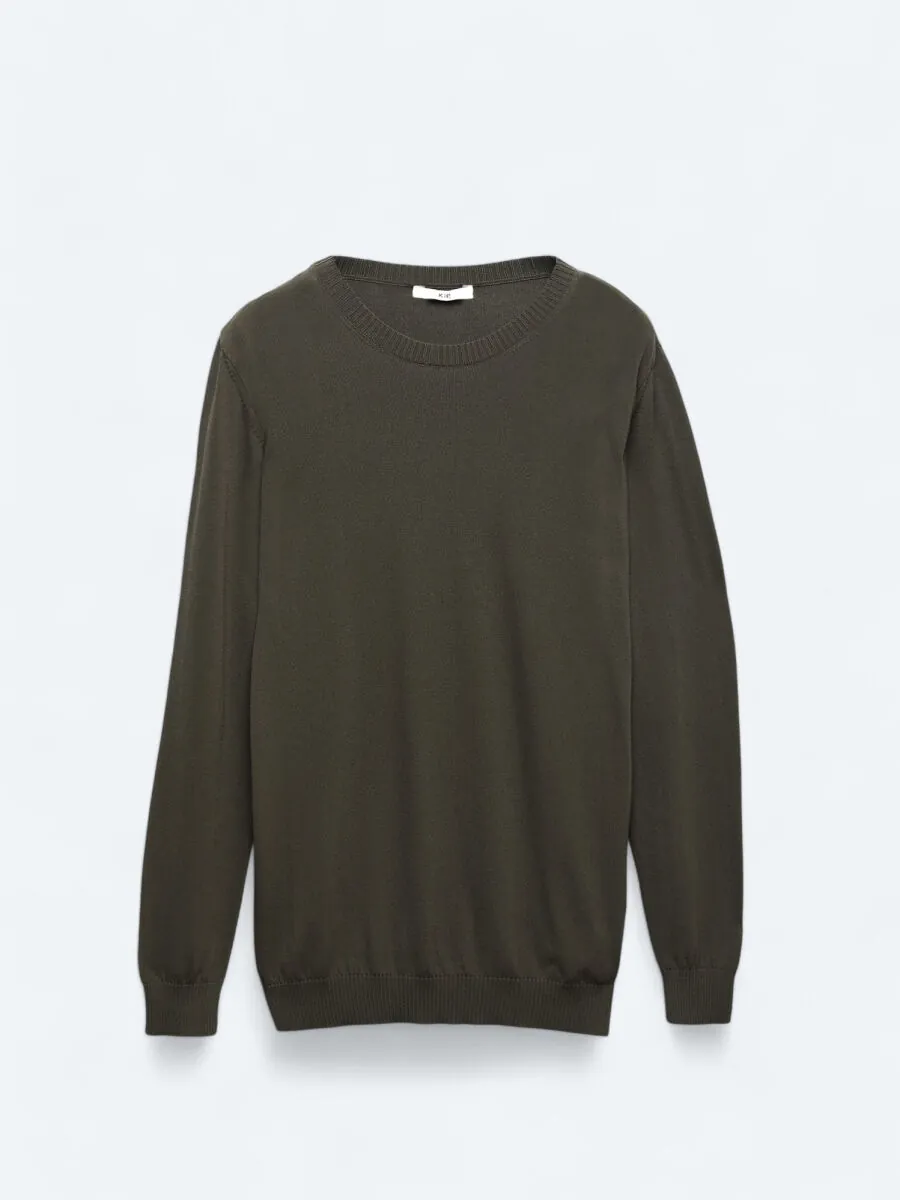 Khaki Knitwear Sweatshirt - 6