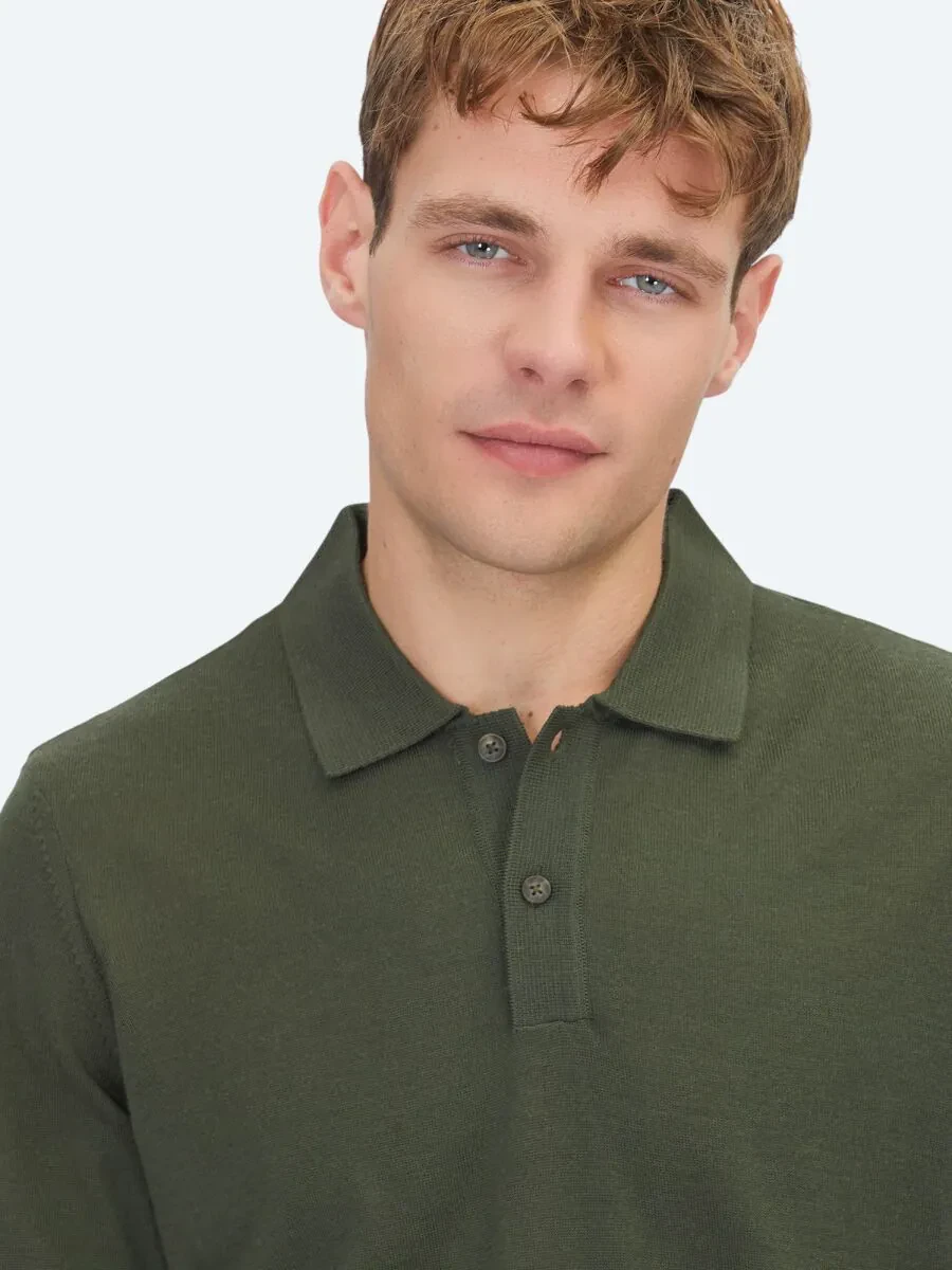 Khaki Knitwear Sweatshirt - 4