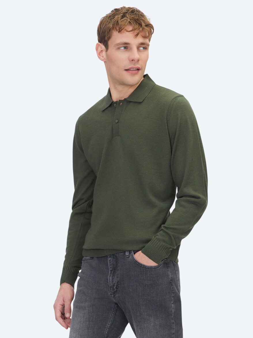 Khaki Knitwear Sweatshirt 