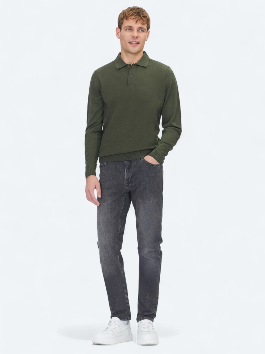 Khaki Knitwear Sweatshirt - 2