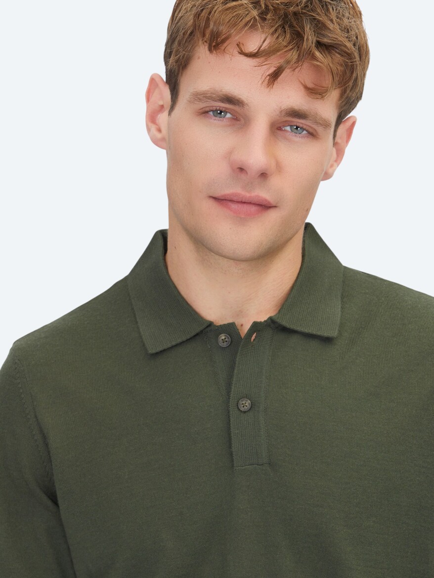 Khaki Knitwear Sweatshirt - 4