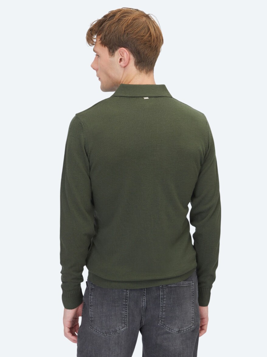 Khaki Knitwear Sweatshirt - 5