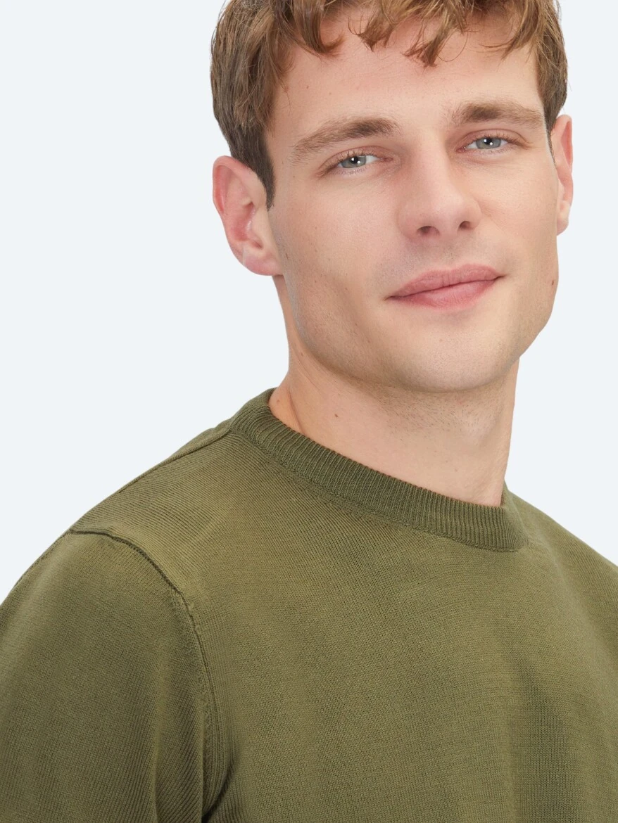 Khaki Knitwear Sweatshirt - 3