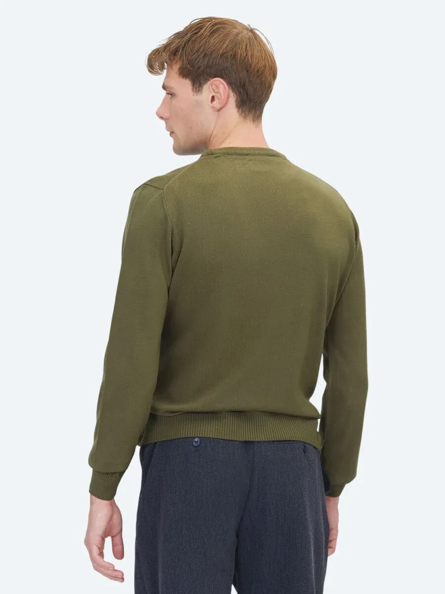 Khaki Knitwear Sweatshirt - 5