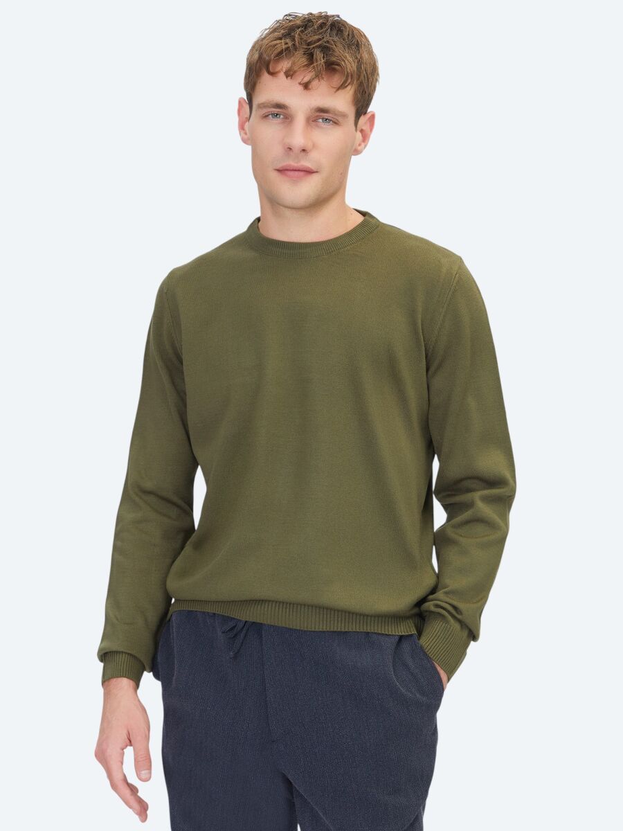 Khaki Knitwear Sweatshirt - 1