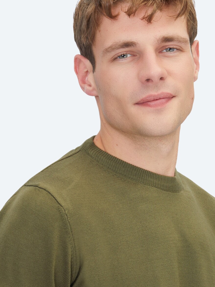 Khaki Knitwear Sweatshirt - 3