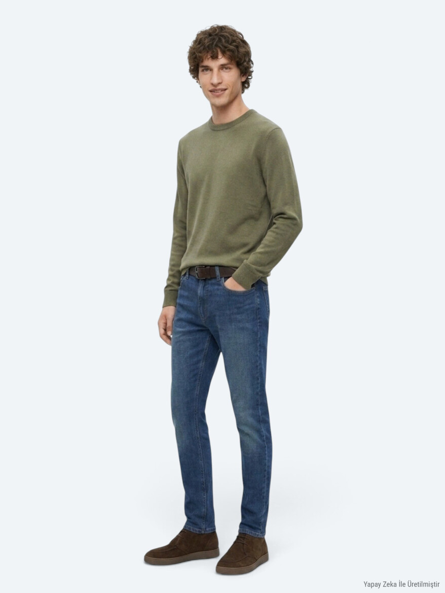 Khaki Knitwear Sweatshirt - 2