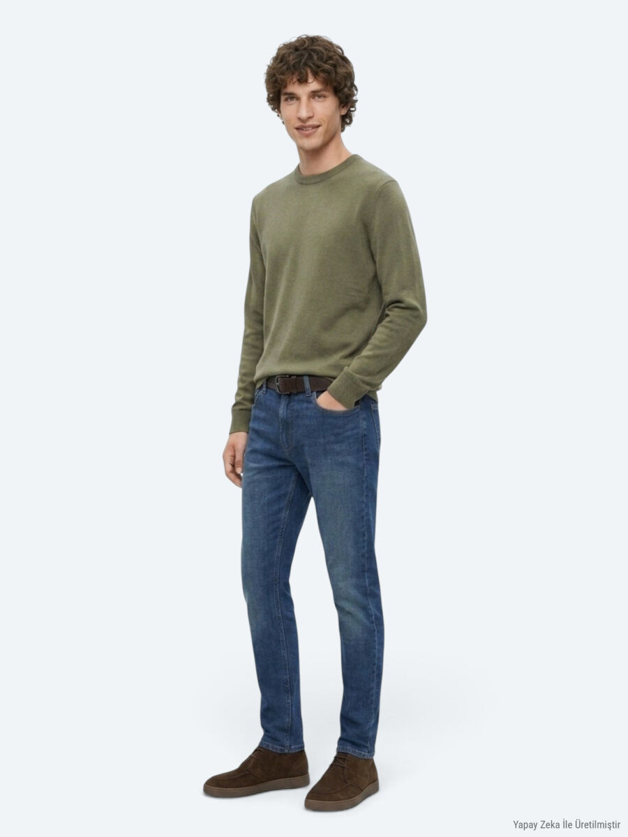 Khaki Knitwear Sweatshirt - 2