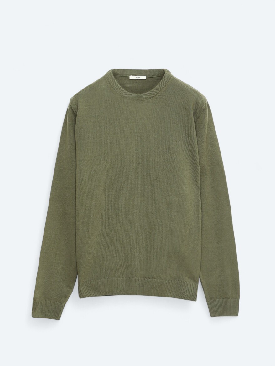 Khaki Knitwear Sweatshirt - 5