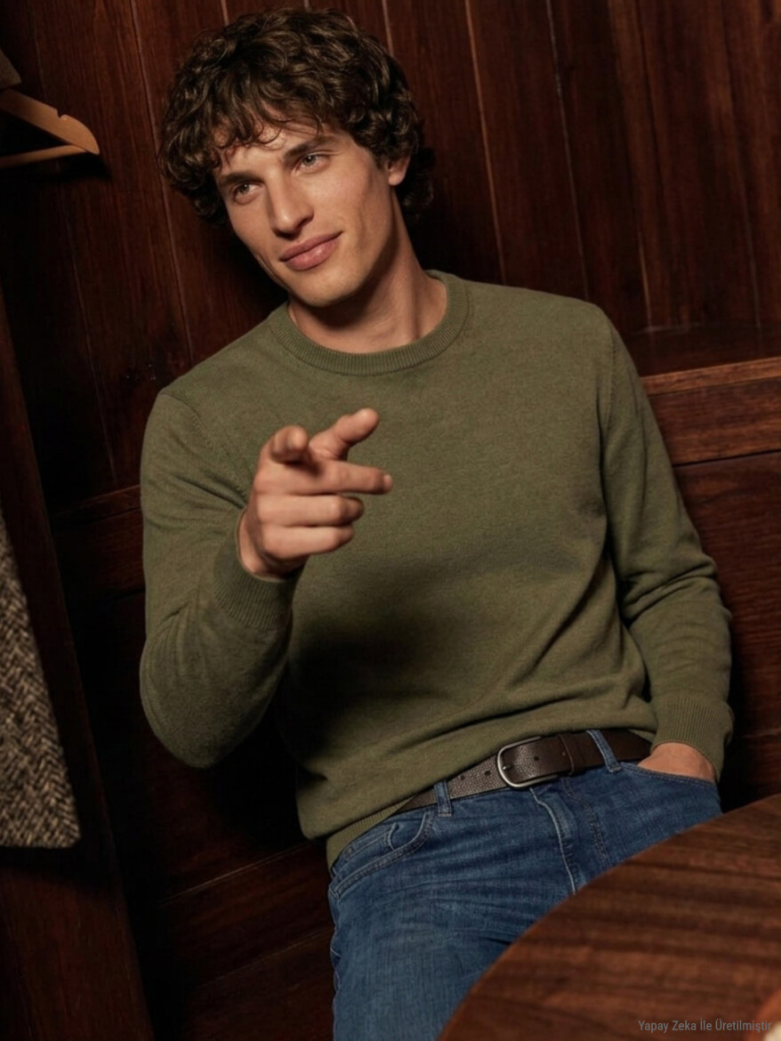 Khaki Knitwear Sweatshirt - 6