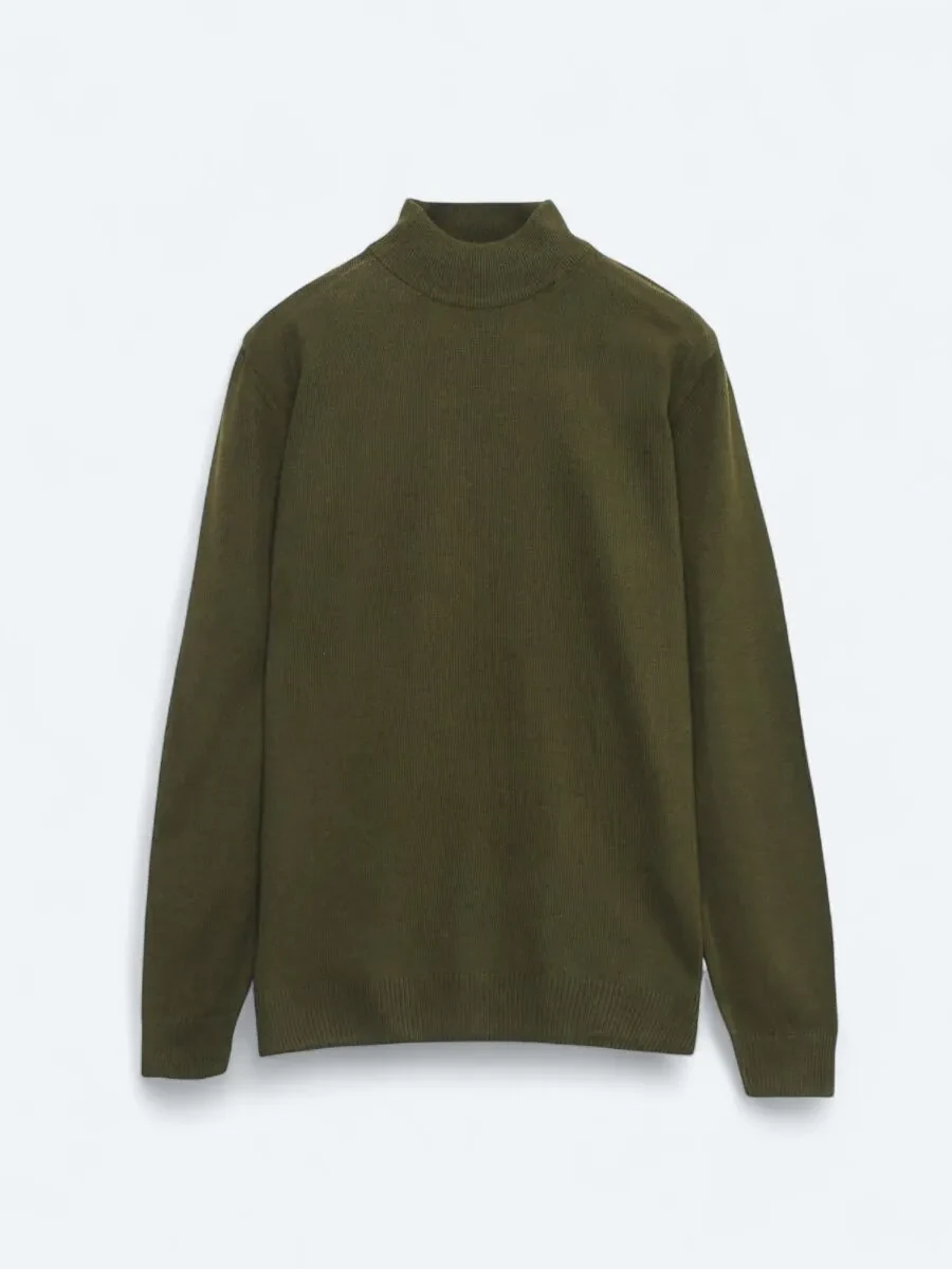 Khaki Knitwear Sweatshirt - 5
