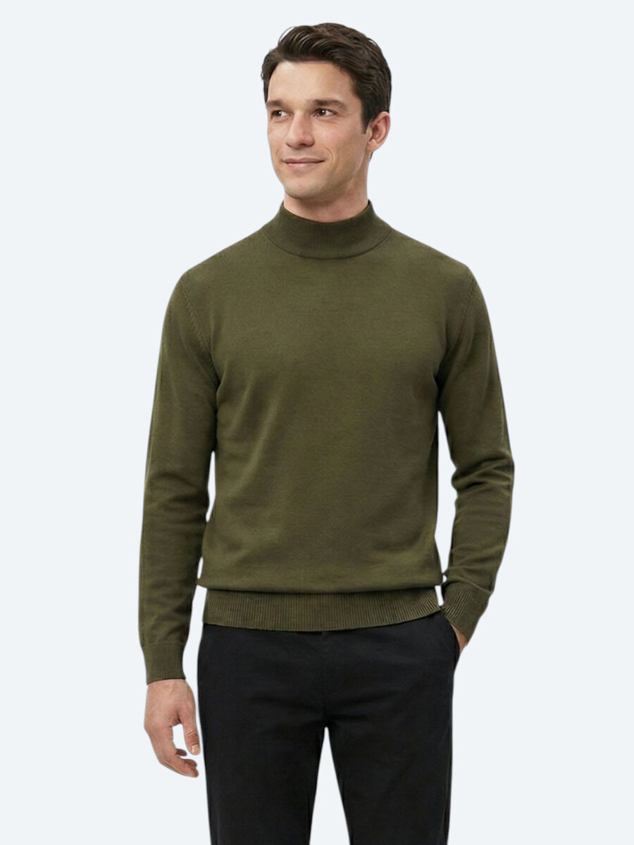 Khaki Knitwear Sweatshirt - 1