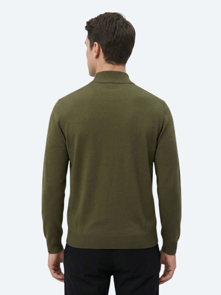 Khaki Knitwear Sweatshirt - 5