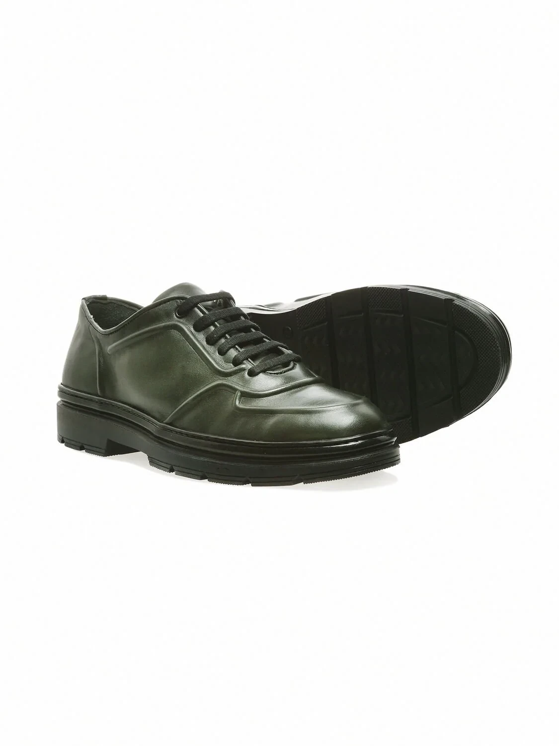 Khaki Leather Casual Shoes - 3
