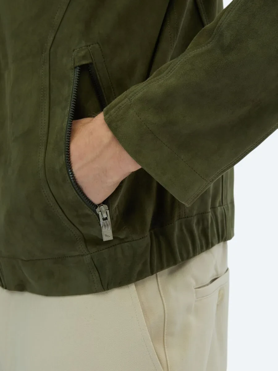 Khaki Leather Coat - 4