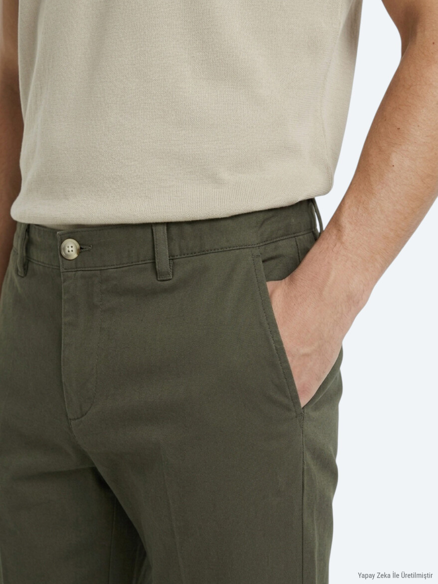 Khaki Material Jogging Fit Casual Trousers - 4
